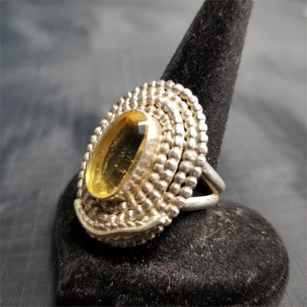 Handmade Sterling Silver and Citrine ring 11.72g